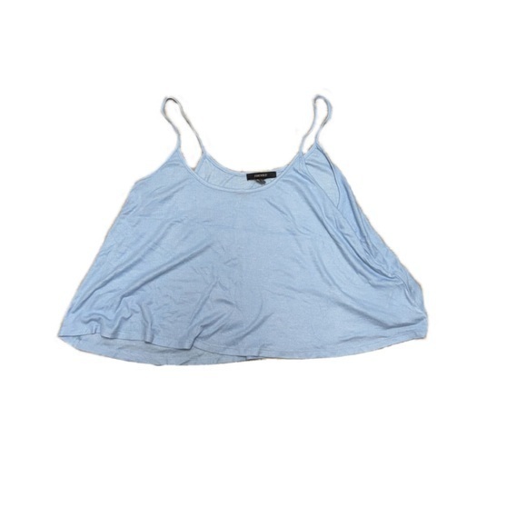 Forver 21 Baby Blue Flowy Crop Top - Picture 1 of 2